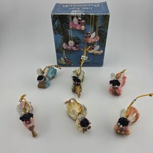 Set of 6 Little Angel Polyresin Ornaments with‎ Box Vintage Christmas Decor
